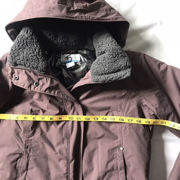 $350 Columbia Icelandite Turbodown Parka Coat SZ M Insulated Hooded Long Mauve - Picture 9 of 12